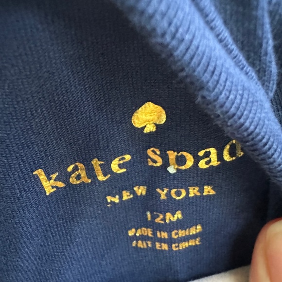 NWOT Kate Spade 12M Blue Multicolor Heart Girls Short Sleeve Top Blouse - Picture 3 of 4